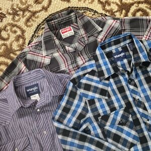 Bundle Lot Of 3 Western Wrangler Snap Shirts